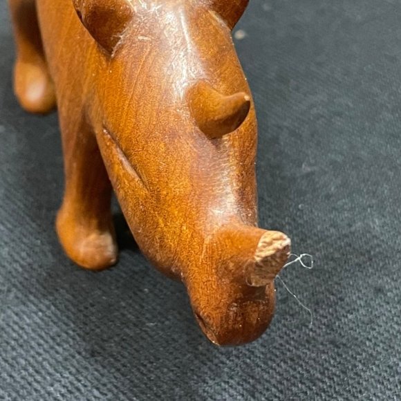 African Hand Carved Wooden Animals Safari Rhino Lion And Hog - Picture 7 of 8
